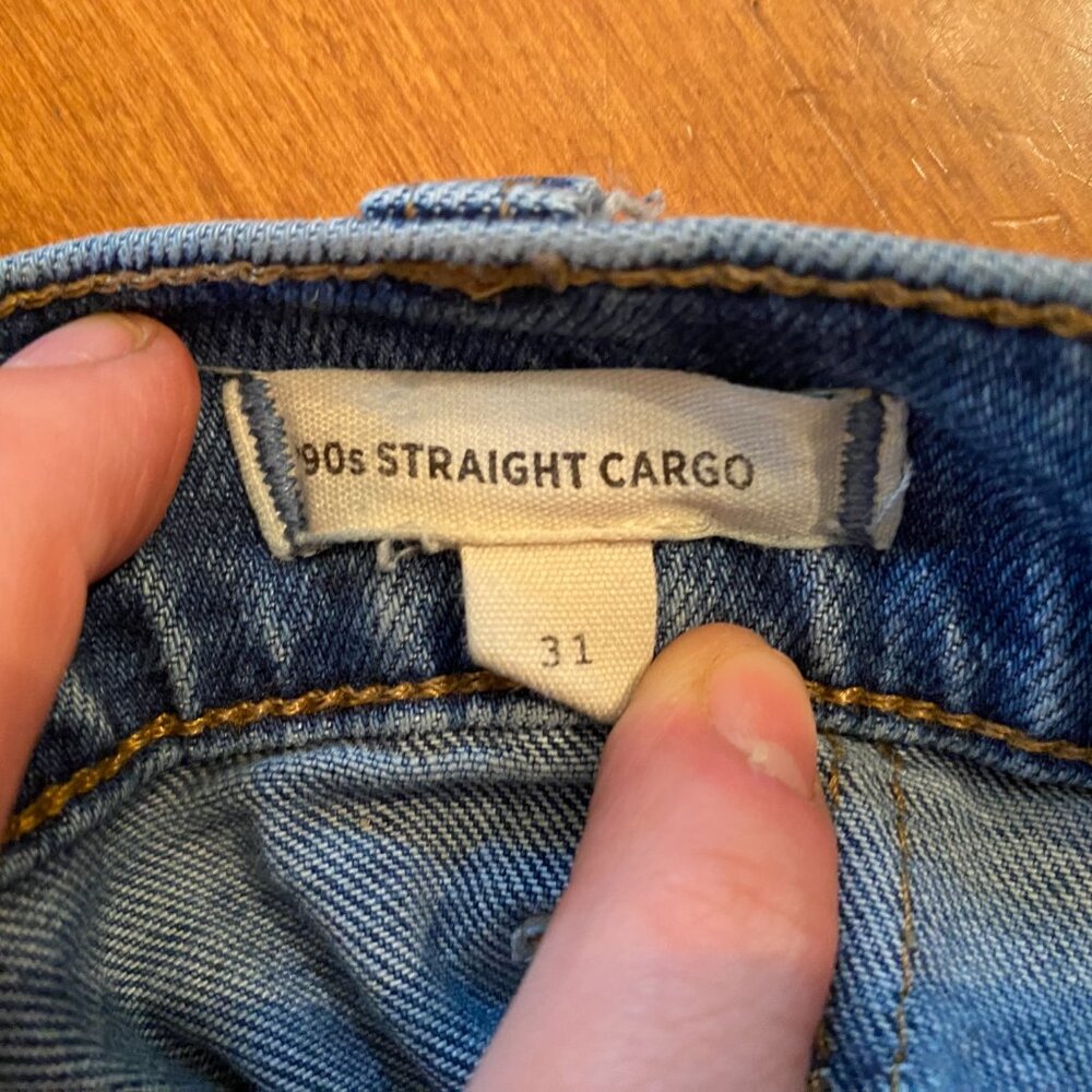 Madewell The '90s Straight Utility Cargo Jeans Densmore Wash Blue Size 31 - Picture 7 of 10